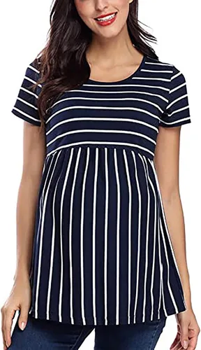 Vista 7 de Camisetas de manga estampada para embarazo, camisetas de maternidad para mujer, de moda, de maternidad, de 6 meses, para bebé niña