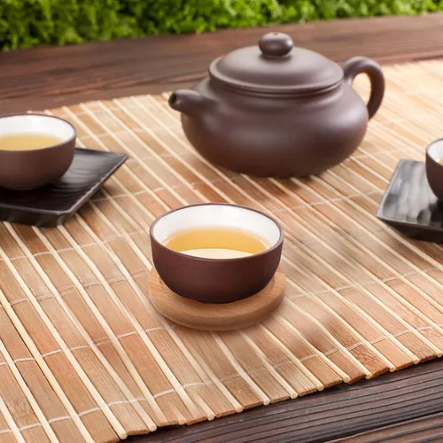 Vista 9 de 6 posavasos de bambú con aislamiento térmico almohadillas de taza para el hogar, posavasos antideslizantes para bebidas, tapete de bambú redondo