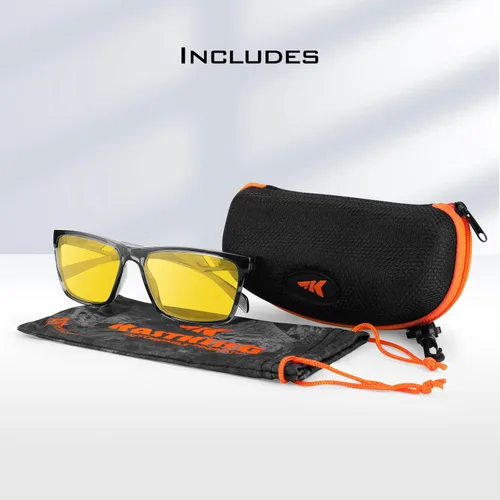 Vista 6 de KastKing IllumiLens Gafas de visión nocturna, gafas de conducción nocturna para hombres y mujeres, reducen el deslumbramiento y mejoran la visión