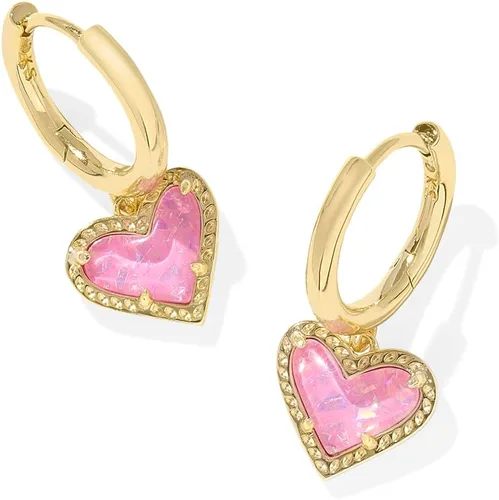 Vista 8 de Kendra Scott Ari Aretes de botón en forma de corazón para mujer, joyería de moda ORO - BRILLANTE AQUA DRUSY
