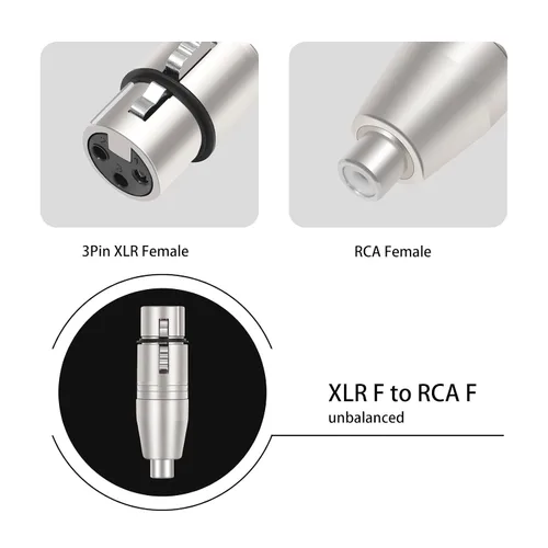 Vista 6 de Paquete de 3 adaptadores RCA hembra a XLR de 3 pines, convertidor de género cambiador de audio, adaptador XLR a RCA para amplificador mezclador