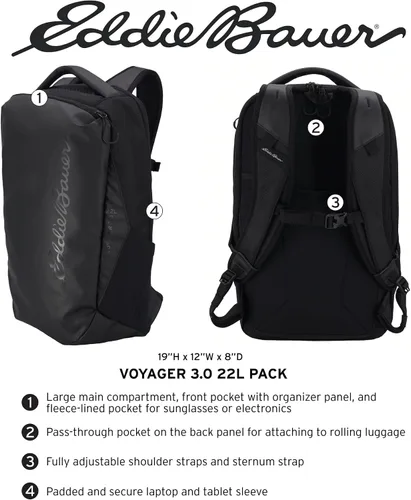 Vista 2 de Eddie Bauer Voyager 3.0 22L Mochila con fundas protegidas para laptop y tablet