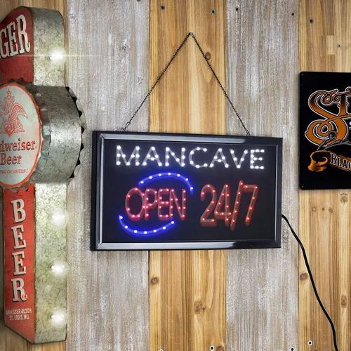Vista 2 de Crystal Art 79488 "Sign Of The Times", letrero Man Cave con luces LED (10 x 19 pulgadas)