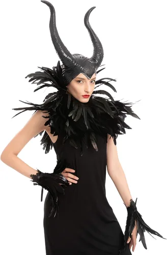 Vista 4 de Spooktacular Creations Black Evil Queen Accessories Set for Halloween Cosplay Party Gothic Crow Costume