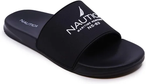 Vista 18 de Nautica Sandalias deslizantes de punta abierta para hombre - Cómodas pantuflas de ducha para interiores y exteriores Portero de la Marina