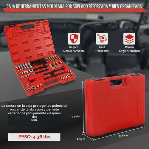 Vista 7 de Juego de 48 herramientas de reparación de roscas UNC/UNF/Kit de reenhebrado de rosca métrica Kit de restaurador de roscas antioxidante con 24