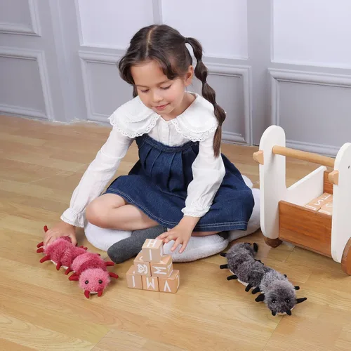 Vista 4 de Albaricoque Cordero Juguetes Insecto Felpa Ciempiés Diablo Suave Peluche 14" Negro