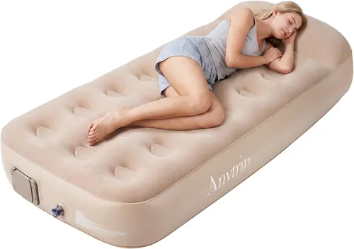 Vista 8 de Colchón de aire Queen de 10 pulgadas con bomba integrada, colchón inflable Queen autoinflable, cama de aire portátil para invitados, cama