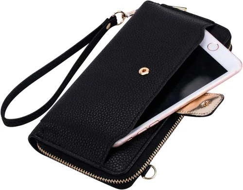 Vista 3 de K . A Cartera de pulsera para mujer, bolsa cruzada para teléfono celular, bolso de mano con ranuras para tarjetas RFID, 2 correas para muñeca