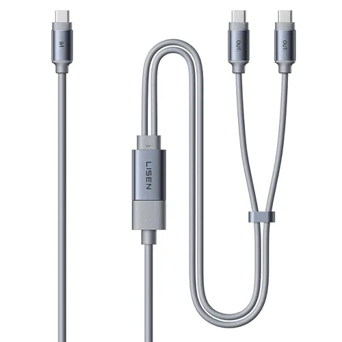 Vista 9 de LISEN Divisor USB C 1 en 2 de carga de salida, 140 W Max Dual USB C a USB C