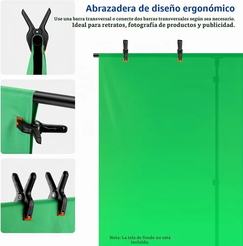 Vista 4 de Neewer Kit de soporte de fondo en forma de T, soporte de trípode ajustable de 8.5 pies de alto y barras transversales de 5 pies/1.5m de ancho con 6