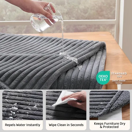 Vista 2 de Manta impermeable calmante para gatos de interior, manta suave y silenciosa de felpa para mascotas, manta gruesa de piel sintética de 500 GSM