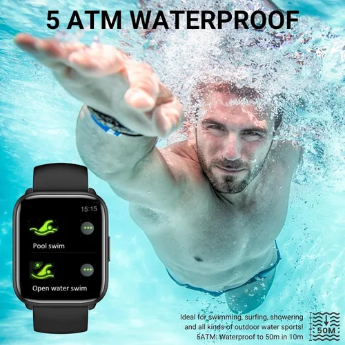Vista 2 de Holiday Reloj inteligente para hombres y mujeres, pantalla táctil completa de 1.8 pulgadas con monitor de sueño SpO2 de frecuencia cardíaca, más