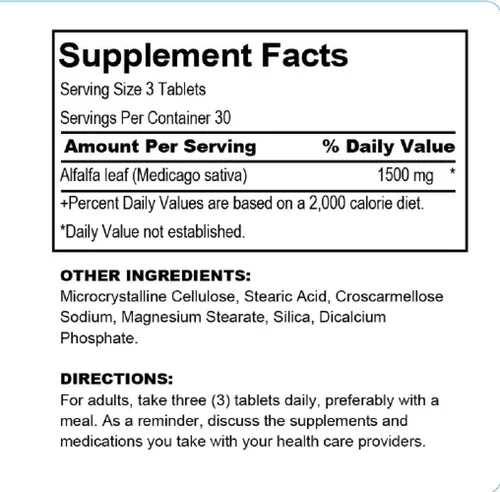 Vista 4 de Alfalfa - Apio y cereza negra (nutre la salud general), GMP, producto natural certificado Assn, fabricado en Estados Unidos, 1500 mg, 90 tabletas