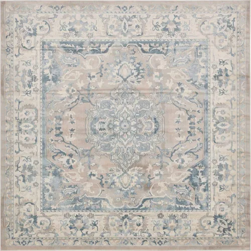 Vista 14 de Unique Loom Paris Collection - Alfombra de abedul (2 pies 7 pulgadas x 6 pies, color azul/beige)