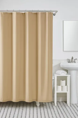 Vista 2 de Dependable Industries inc. Essentials Cortina de ducha magnetizada para baño con ojales de metal impermeable (beige)