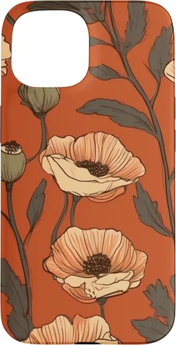 Vista 6 de iPhone 16 Floral Pattern Poppies Terracotta Poppy Flower Case