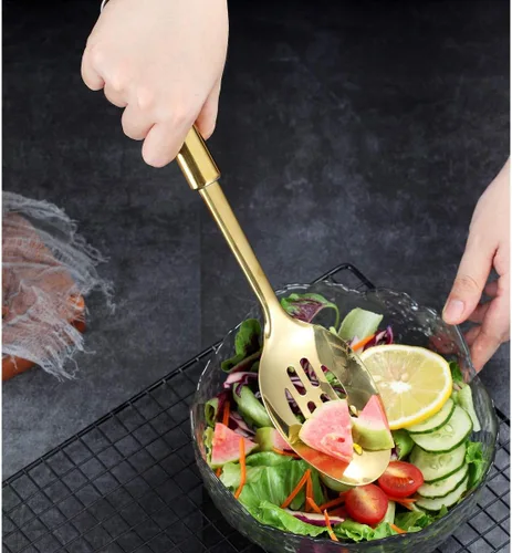 Vista 7 de Berglander Cuchara ranurada - Cuchara de cocina ranurada de acero inoxidable con chapado en titanio