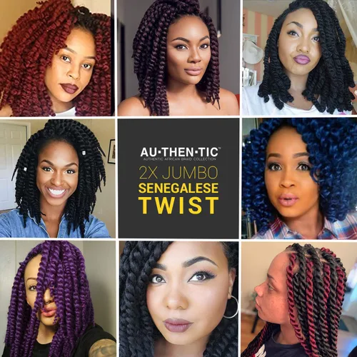 Vista 7 de Trenzas de ganchillo de pelo sintético auténtico doble Jumbo Senegalese Twist 12" (30) [AU-THEN-TIC Senegalese Twist] (12") - Natural Texture &