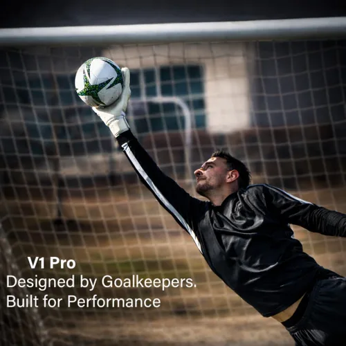 Vista 2 de Professional Goalkeeper Gloves, 4+3 mm Protection, Level 5 Super Grip, Removable Finger Guard Protection, Youth and Adult, All-Levels