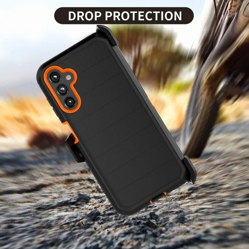 Vista 11 de Funda para teléfono Galaxy A14 5G, para Samsung A14 5G con clip para cinturón con [protector de pantalla incorporado] protector de pie resistente a