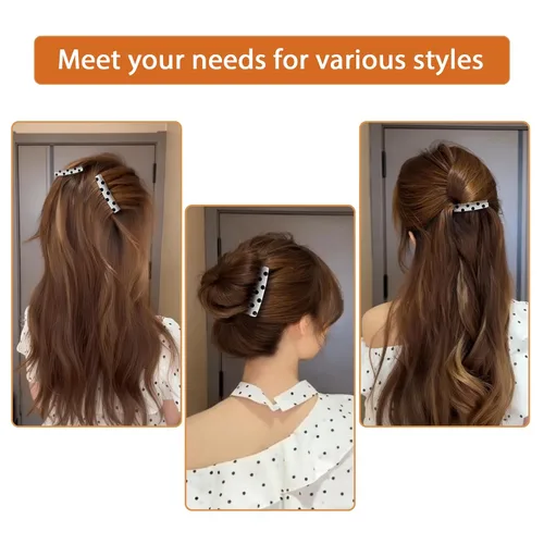 Vista 5 de 2 peines laterales franceses para mujer, accesorios para peinar el cabello, pinzas decorativas para el cabello (lunares)
