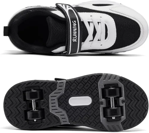 Vista 2 de Patines de verano con malla transpirable de 4 ruedas para niños, zapatos con ruedas para niños y niñas, zapatillas deportivas elegantes, duraderas