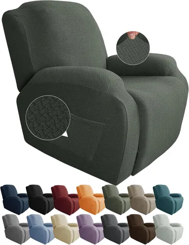Vista 31 de JIVINER Fundas de sofá reclinable de 8 piezas, fundas elásticas de jacquard para sofá reclinable, fundas para sala de estar, protector suave de 3