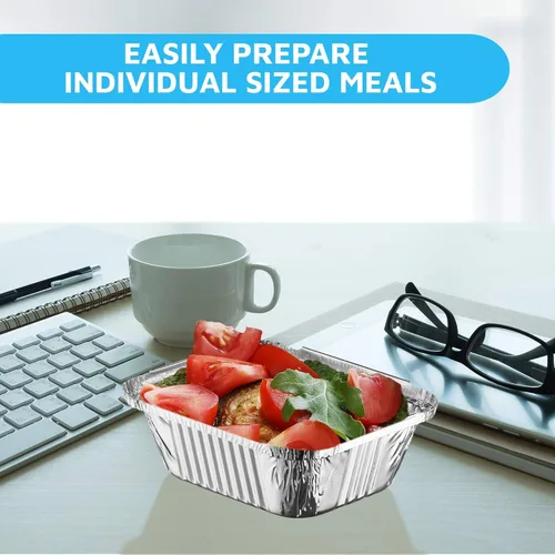 Vista 4 de MontoPack Bandejas Desechables para Llevar con Tapas Transparentes Recipientes de Alimentos de Papel de Aluminio con Capacidad de 1 lb con Sello