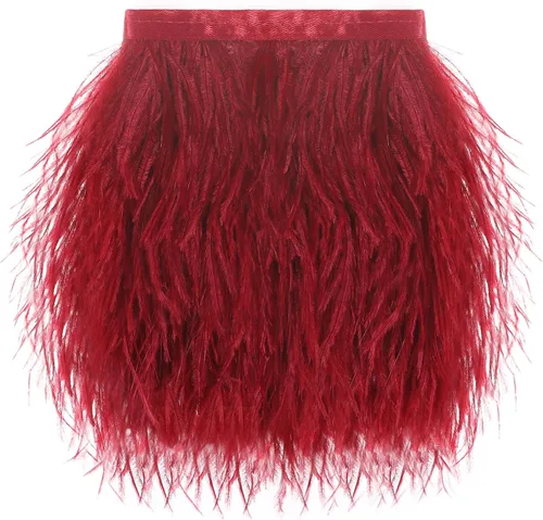 Vista 18 de SOGUGOM Adorno de Plumas de Avestruz Negro - 1.5 Capas 2 Yardas Plumas de 4 Pulgadas Adorno de Cintas con Flecos para Costura, Vestidos, Proyectos