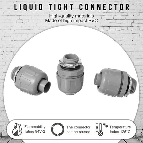 Vista 5 de Conector hermético de líquido de 1/2 pulgada, accesorios de conducto eléctrico de PVC, conector de conducto flexible de 180 grados para el hogar