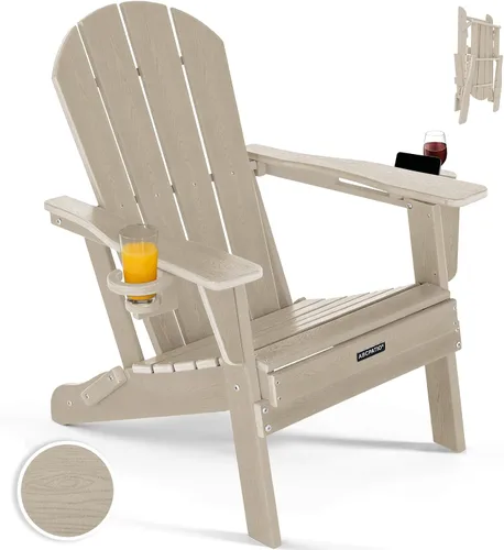 Vista 29 de Sillas Adirondack plegables – Silla Adirondack de plástico con soporte para tazas, sillas para exteriores resistentes a la intemperie