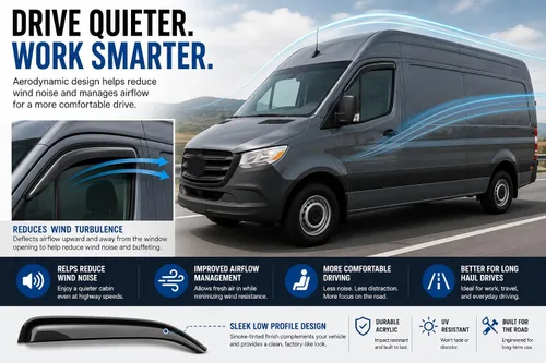 Vista 9 de Black Horse Off Road [BHOR] Protectores de lluvia / deflectores de viento compatibles con Mercedes Sprinter 1500 19-25 19-25 Mercedes Sprinter