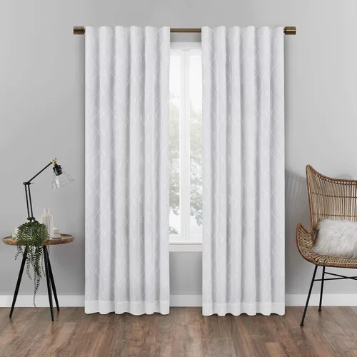 Vista 12 de Eclipse Absolute Zero Nora Geo - Cortinas opacas con aislamiento térmico y bolsillo para barra, para dormitorio, panel individual, 50 x 63 pulgadas