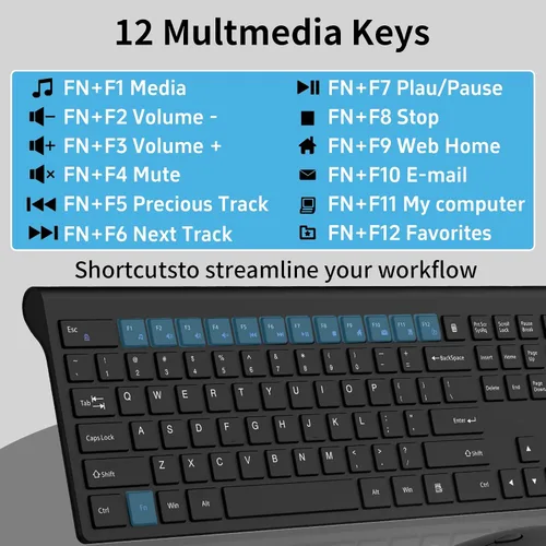 Vista 4 de Teclado inalámbrico, 2.4G USB delgado silencioso sin cables para Windows Chrome Laptop Computadora PC Escritorio Notebook Chromebook, 12 teclas