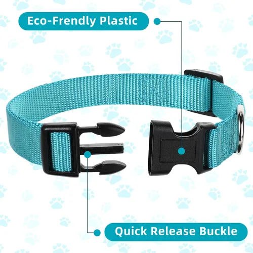 Vista 3 de 9 piezas de collar ajustable para perro, collar de nailon suave para mascotas con hebilla de liberación rápida a granel para perros, caminar