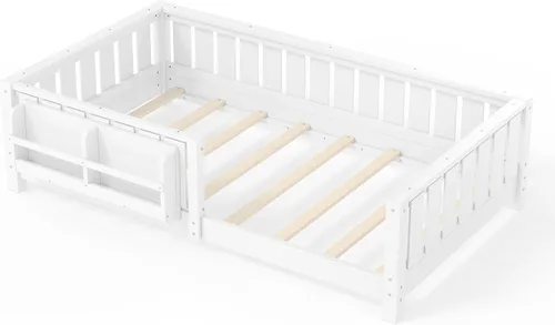 Vista 8 de Bellemave Cama Montessori blanca con valla y listones