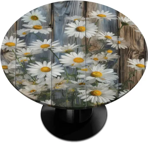 Vista 26 de Pardick Mantel redondo ajustado con borde elástico, mantel de mesa redonda con diseño de hojas abstractas y coloridas, impermeable y lavable, ideal