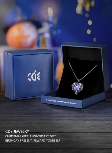 Vista 5 de CDE - Collar con dije de corazón de ala de ángel para mujer, dije de tono plateadodorado, regalo de Navidad, San ValentínDía de la Madre