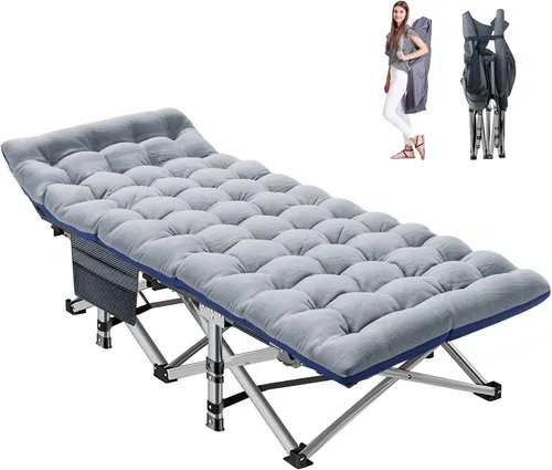 Vista 15 de NAIZEA Folding Camping Cots for Adults, Portable Cot with Mattress Heavy Duty Outdoor Bed with Carry Bag 1200d Oxford Cloth Sleeping Cots for Cuna