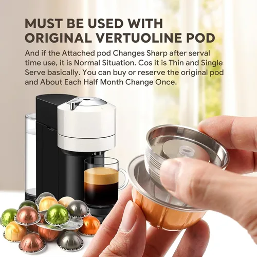 Vista 3 de Cápsula de café de metal de acero inoxidable compatible con cápsulas de café Vertuo Next para máquina N-espresso reutilizables