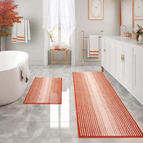 Vista 84 de BSICPRO Tapetes de baño de felpilla, 20 x 32 pulgadas, antideslizantes, absorbentes, suaves, peludos, para baño, lavables a máquina (salvia)