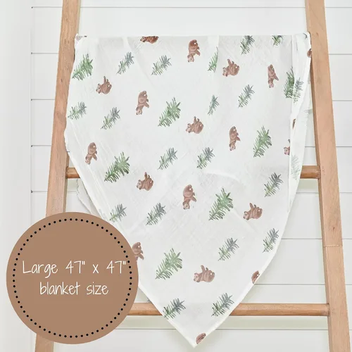 Vista 6 de LollyBanks Manta para Envolver, Mantas de Muselina 100% Algodón para Niños y Niñas, Manta de Recepción para Recién Nacido Grande de 47 x 47
