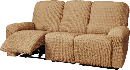 Vista 48 de vctops 4 fundas para sillas reclinables con textura de sirsaca a cuadros, suaves y elásticas, protector de muebles antideslizante con parte inferior