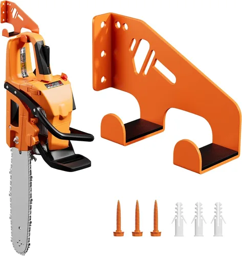Vista 8 de XZHXFX Soporte de pared para motosierra, soporte de motosierra resistente para organización de garaje, organizador de cobertizo de almacenamiento