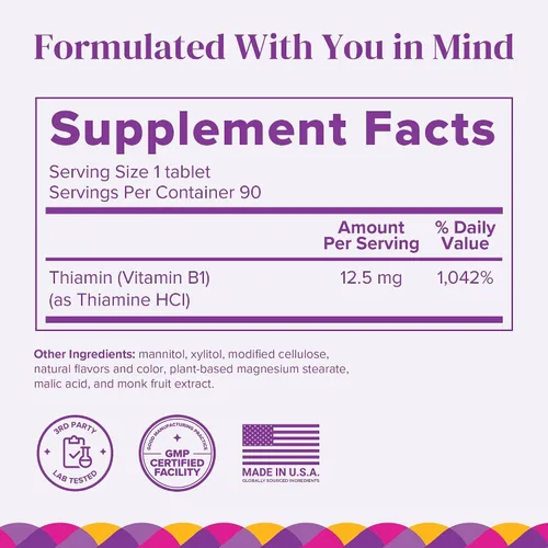 Vista 2 de BariMelts Vitamina B1, 90 tabletas, sabor natural a bayas