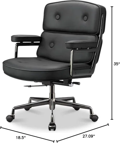 Vista 2 de Silla de oficina ejecutiva ergonómica con respaldo medio, silla de escritorio para computadora, silla giratoria ajustable con sillas de oficina