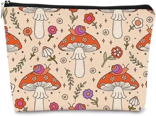 Vista 8 de BARPER Bolsa de maquillaje de hongos - Regalos para mujeres hippies, cosas de hongos, mushroom 1, Vintage