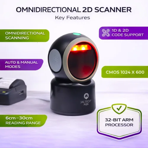 Vista 2 de Escáner de código de barras 2D omnidireccional USB, sensor CMOS 1024 × 600 con cable, rango de escaneo de 2 a 12 pulgadas, lector de código