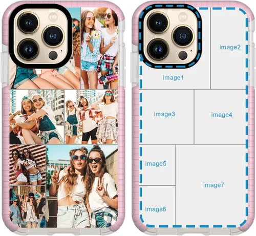 Vista 24 de Funda personalizada para iPhone 15 Pro, collage de fotos personalizada de múltiples imágenes, resistente a los impactos, suave funda protectora